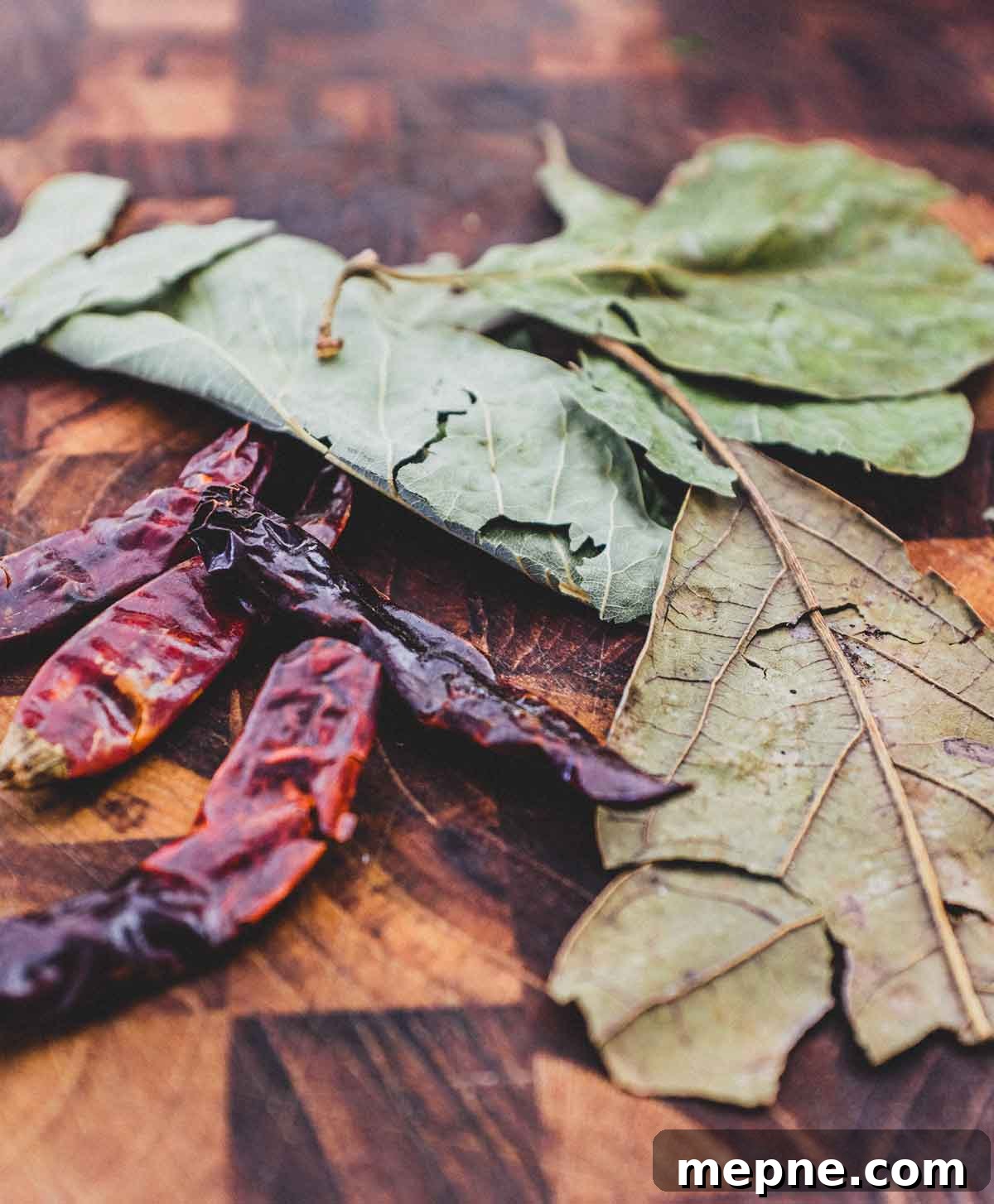 Mexican Tlayudas Arbol chillies and dried avocado leaves, ingredients for refried beans