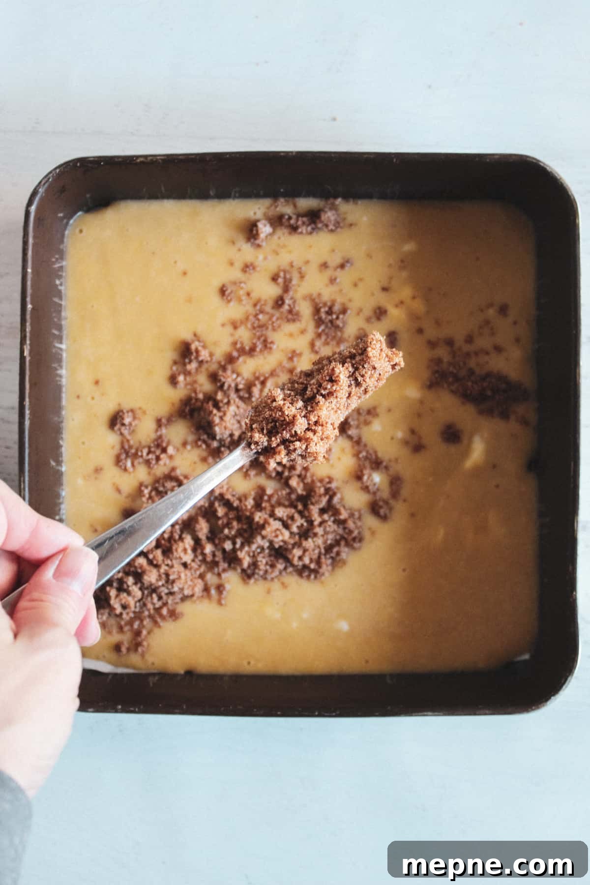 Moist Almond Flour Coffee Cake Recipe: Gluten-Free, Dairy-Free 10 sprinkling cinnamon mixture on coffee cake batter