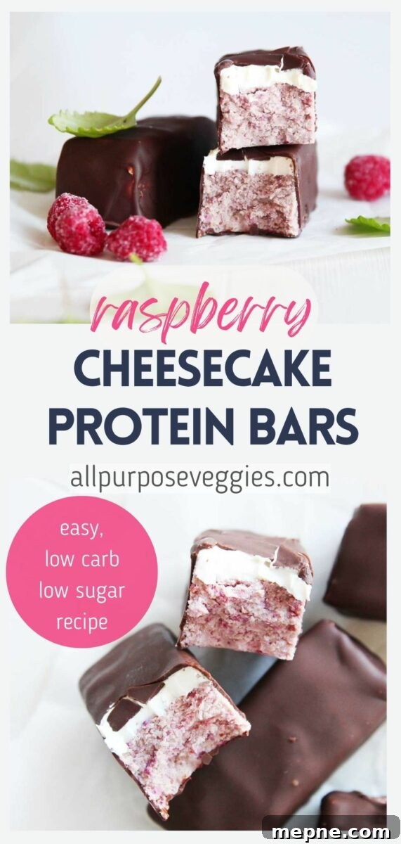 pin image - Healthy Raspberry Cheesecake Protein Bars (Low Carb, Low Sugar Recipe)