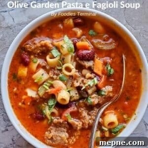 Instant Pot Olive Garden Copycat Pasta e Fagioli Recipe 9 Instant Pot Pasta e Fagioli soup olive garden copycat served in white bowl with spoon
