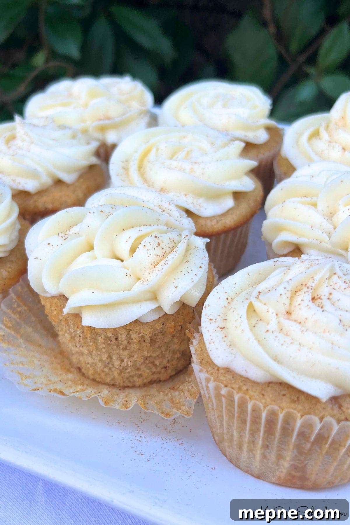 Eggnog Cupcakes on a platter.