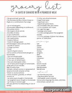 grocery shopping list for budget friendly healthy meal plan