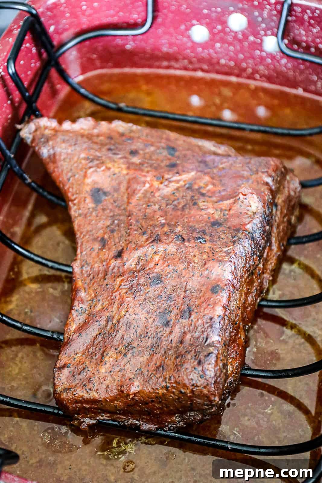 BBQ Sauce Baked Beef Brisket In Roasting Pan