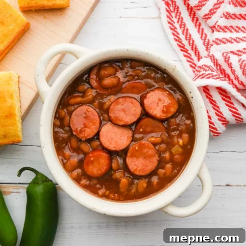 Smoked Side Dishes for BBQ and Cookouts 32 A bowl of chili with sausage and beans
