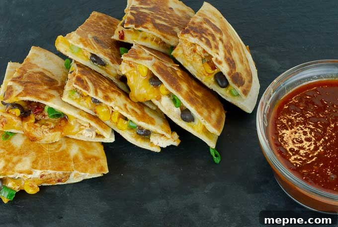 Homemade Chipotle Brown Sugar BBQ Sauce Recipe 6 Barbecue chicken quesadillas with barbecue sauce on the side