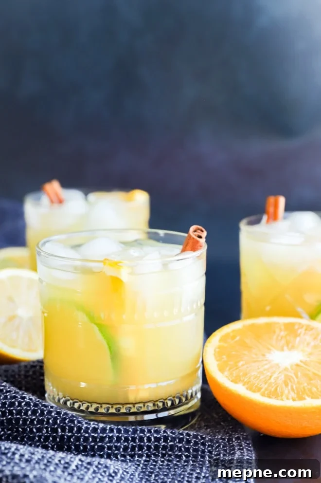 Spiced Rum Punch Recipe with Citrus and Warm Spices 8 party cocktail in glasses with spices
