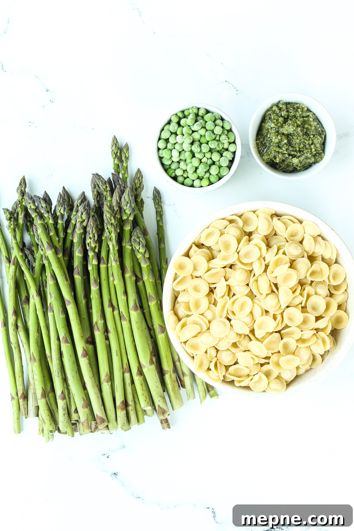 Orecchiette with Pesto, Asparagus and Spring Peas 3 recipe ingredients for Orecchiette Pasta