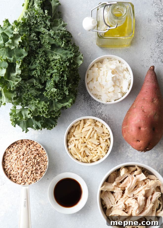 Savory Farro Bowl with Chicken, Sweet Potatoes and Kale 3 All the fixin's for my favorite farro bowls