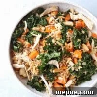 Savory Farro Bowl with Chicken, Sweet Potatoes and Kale 6 This farro bowl with chicken, kale and sweet potatoes
