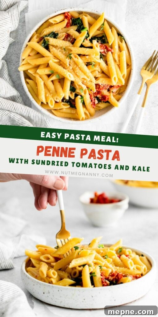 Sun-Dried Tomato and Kale Pasta Recipe 9 Sun dried Tomato and Kale Pasta pin for Pinterest.