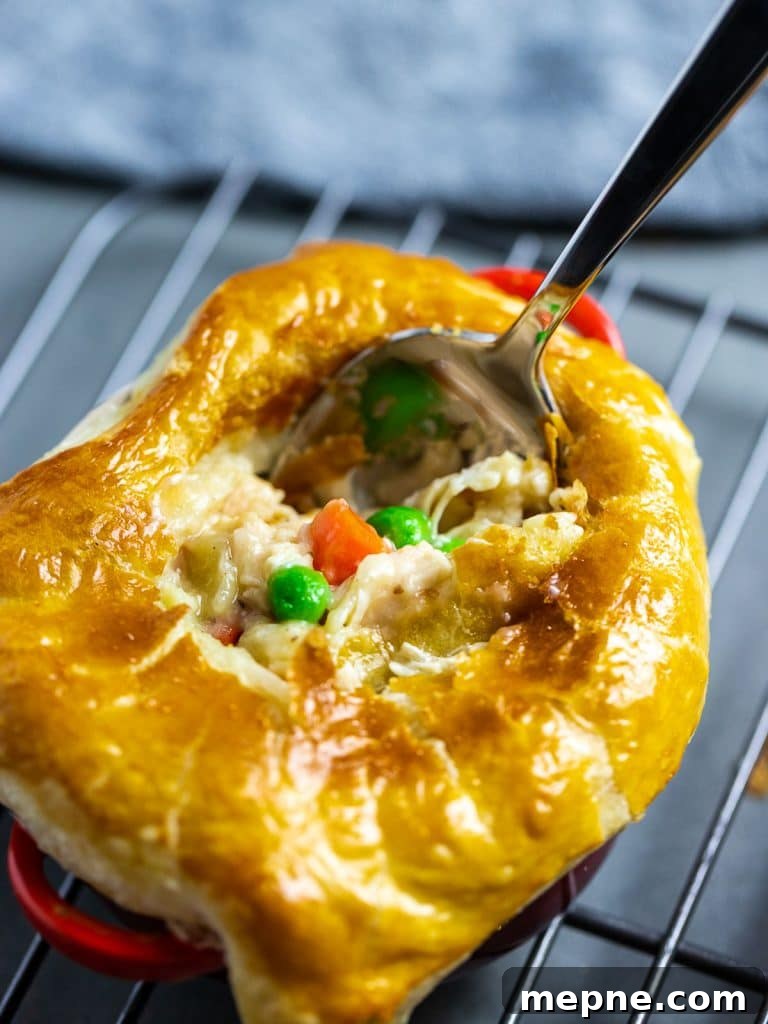 Chicken Pot Pie with Flaky Puff Pastry Crust 3 easy chicken pot pie with puff pastry on wire rack