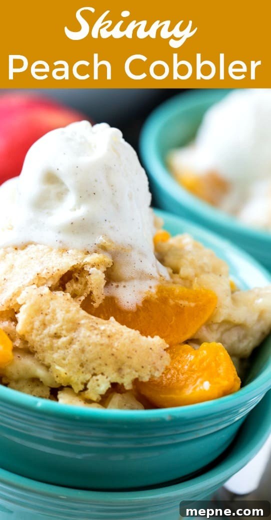 Light Peach Cobbler Recipe - Low-Calorie Summer Dessert 5 Skinny Peach Cobbler- no butter and no sugar #southern