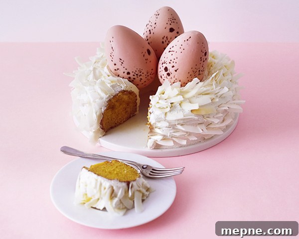 Chocolate Easter Nest Cake Recipe 16 Easter Nest Cake - how to make a nest cake with roasted coconut and chocolate eggs for Easter dessert | by Cakegirls for TheCakeBlog.com