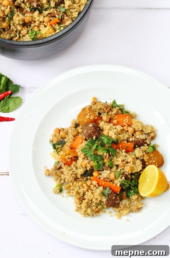 One-Pot Moroccan Lamb Tagine for Flavorful Weeknights 4 Easy lamb tagine on a white plate
