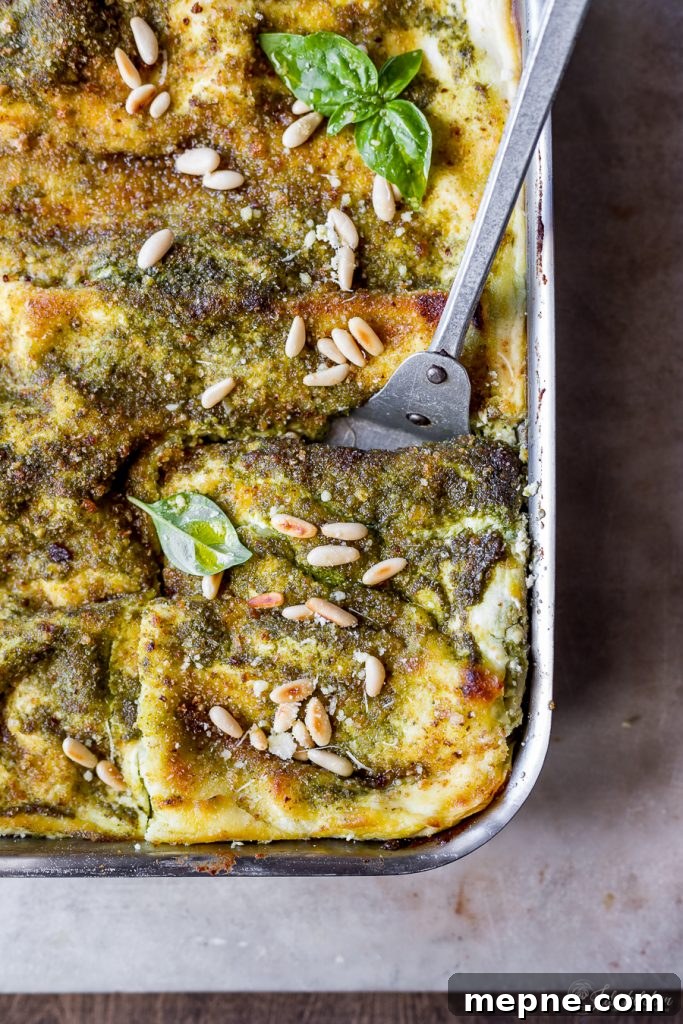 Basil pesto and ricotta lasagna
