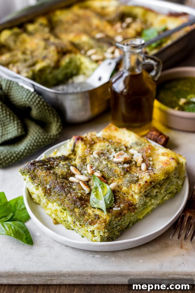 Basil pesto and ricotta lasagna