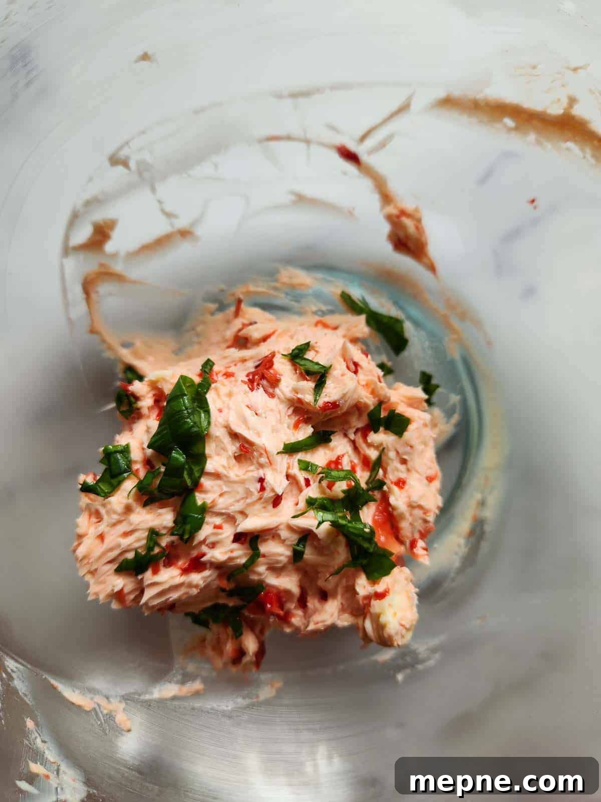 Whipped Strawberry Butter with Fresh Basil Recipe 7 Basil mixed with strawberry butter.