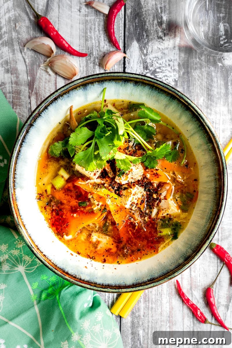 Chinese Hot and Sour Tofu Soup Recipe 3 Chinese hot and sour soup with tofu in a bowl