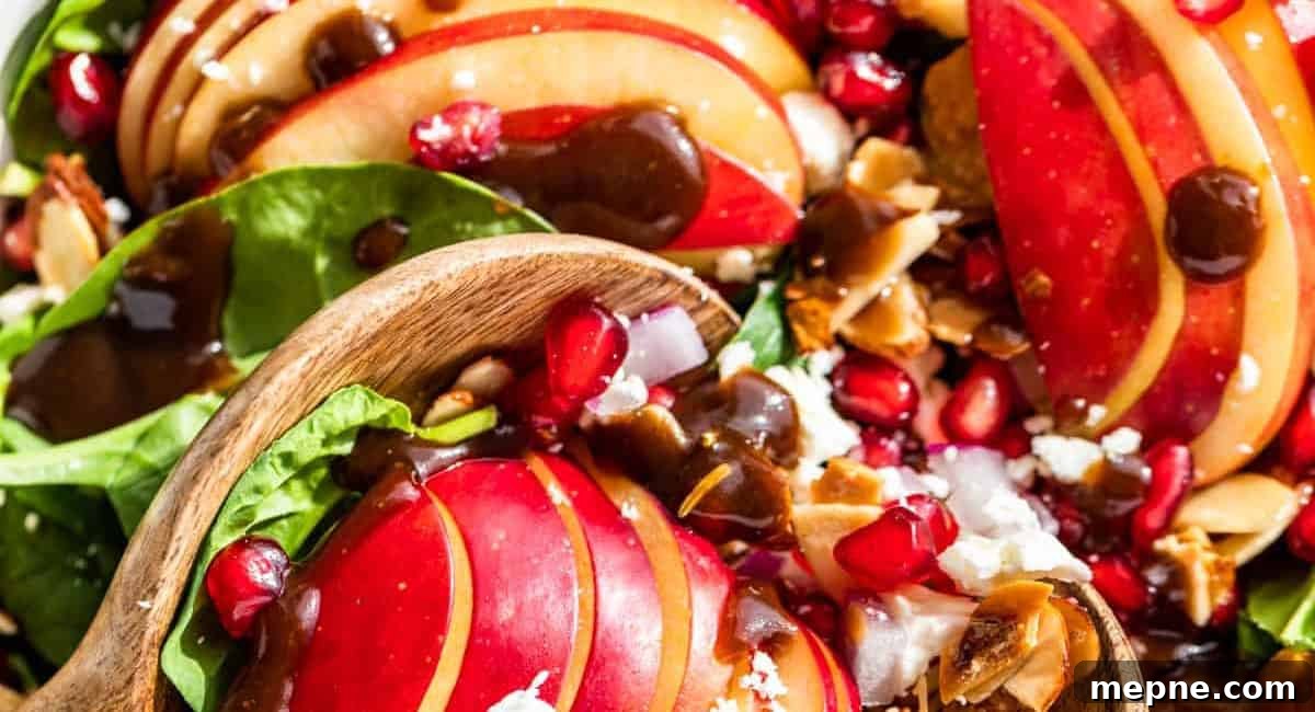30 Side Dishes for French Dip Sandwiches 5 Overhead image of apple spinach salad.