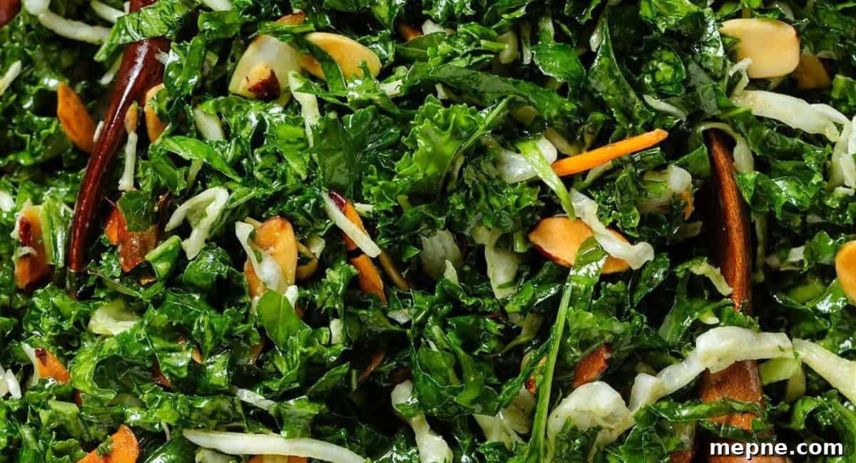 30 Side Dishes for French Dip Sandwiches 6 Overhead image of kale crunch salad.