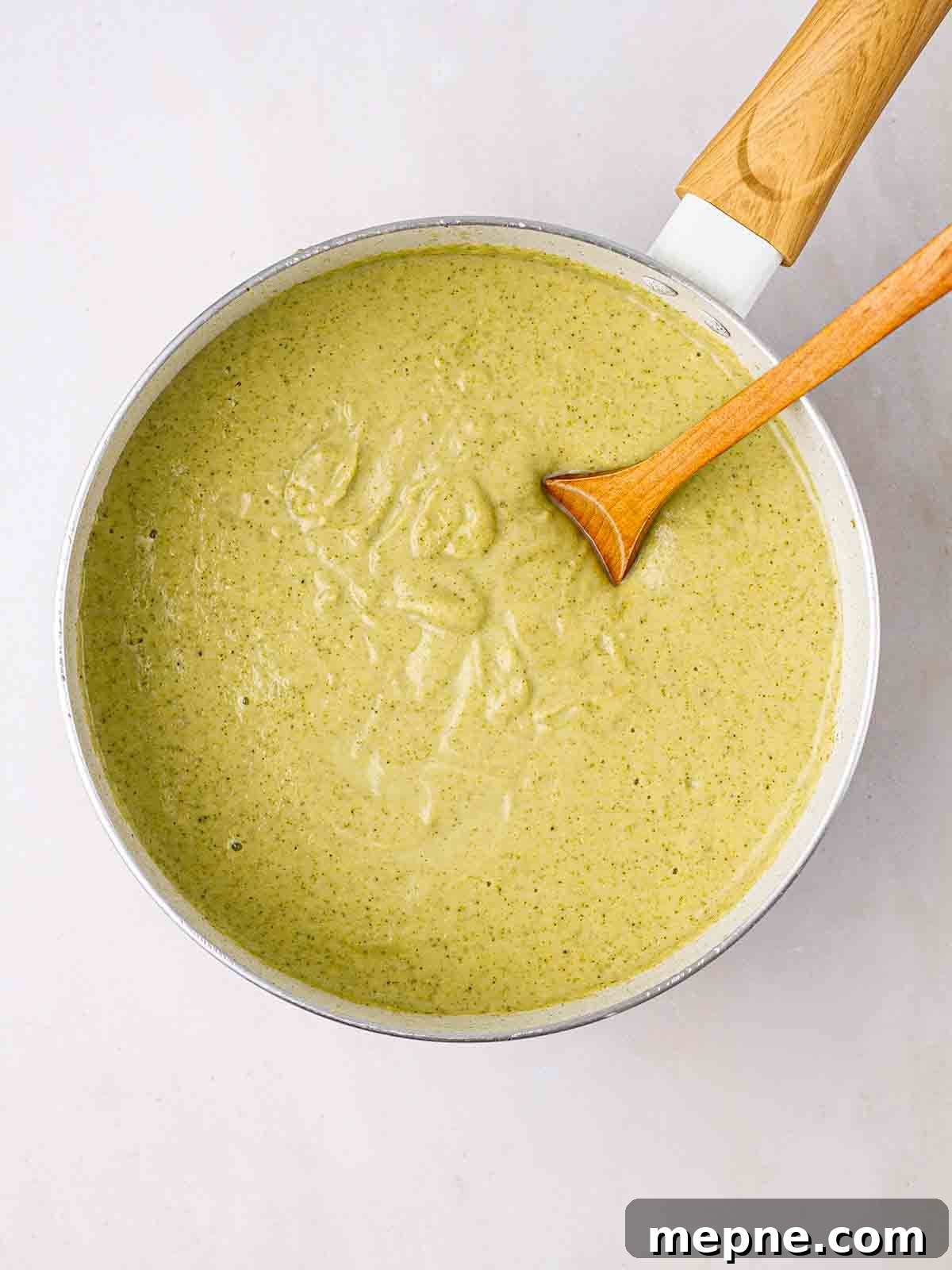 Creamy Broccoli and Stilton Soup Recipe 7 A serving of smooth Broccoli and Stilton Soup ready to eat.
