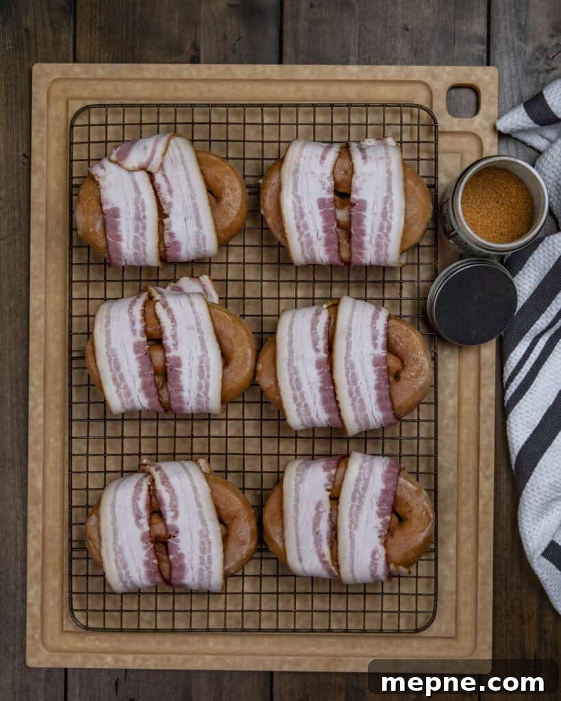 Bacon wrapped honey buns