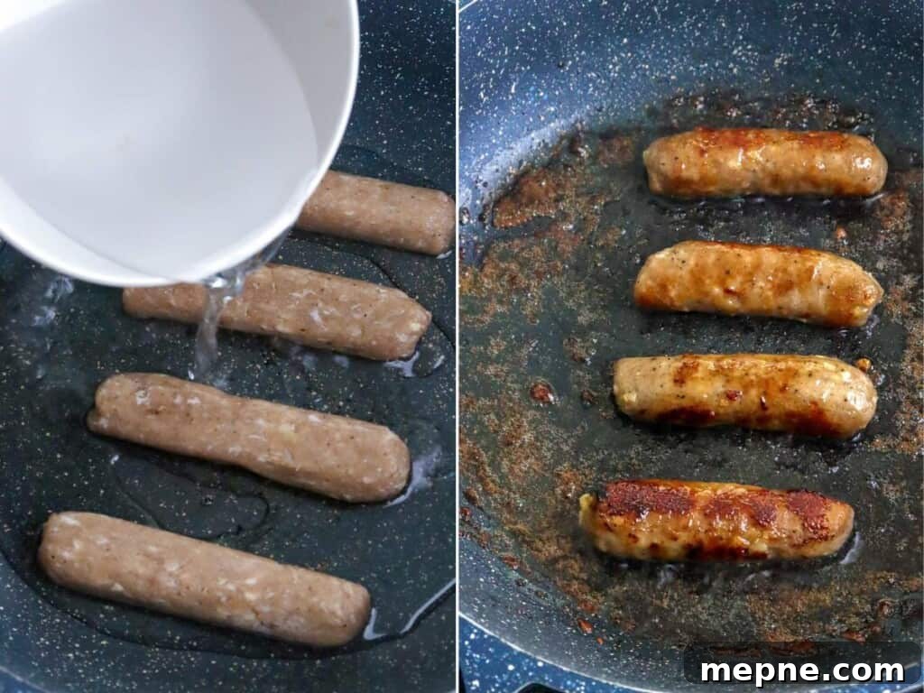 Filipino Skinless Longganisa Recipe for Homemade Sausage 6 frying longganisa in a pan
