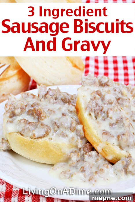 This easy 3 ingredient sausage biscuits and gravy is a tasty crockpot recipe that is quick and easy to make. Biscuits and gravy are not just for breakfast - It makes a great dinner, too!
