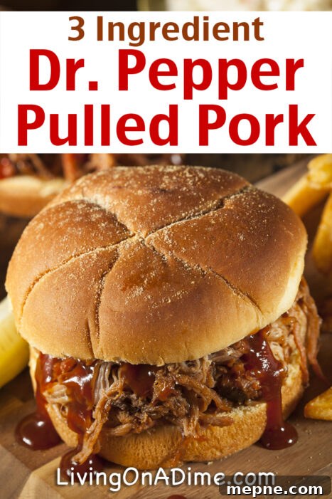 This easy 3 ingredient dr. pepper pulled pork recipe is a simple way to make tender pulled pork in the crockpot. With just 5 minutes of preparation time, it's a quick and easy meal your family will love!