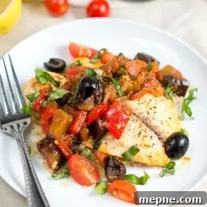 One Skillet Tilapia Caponata Recipe 8 Tilapia Caponata in a skillet