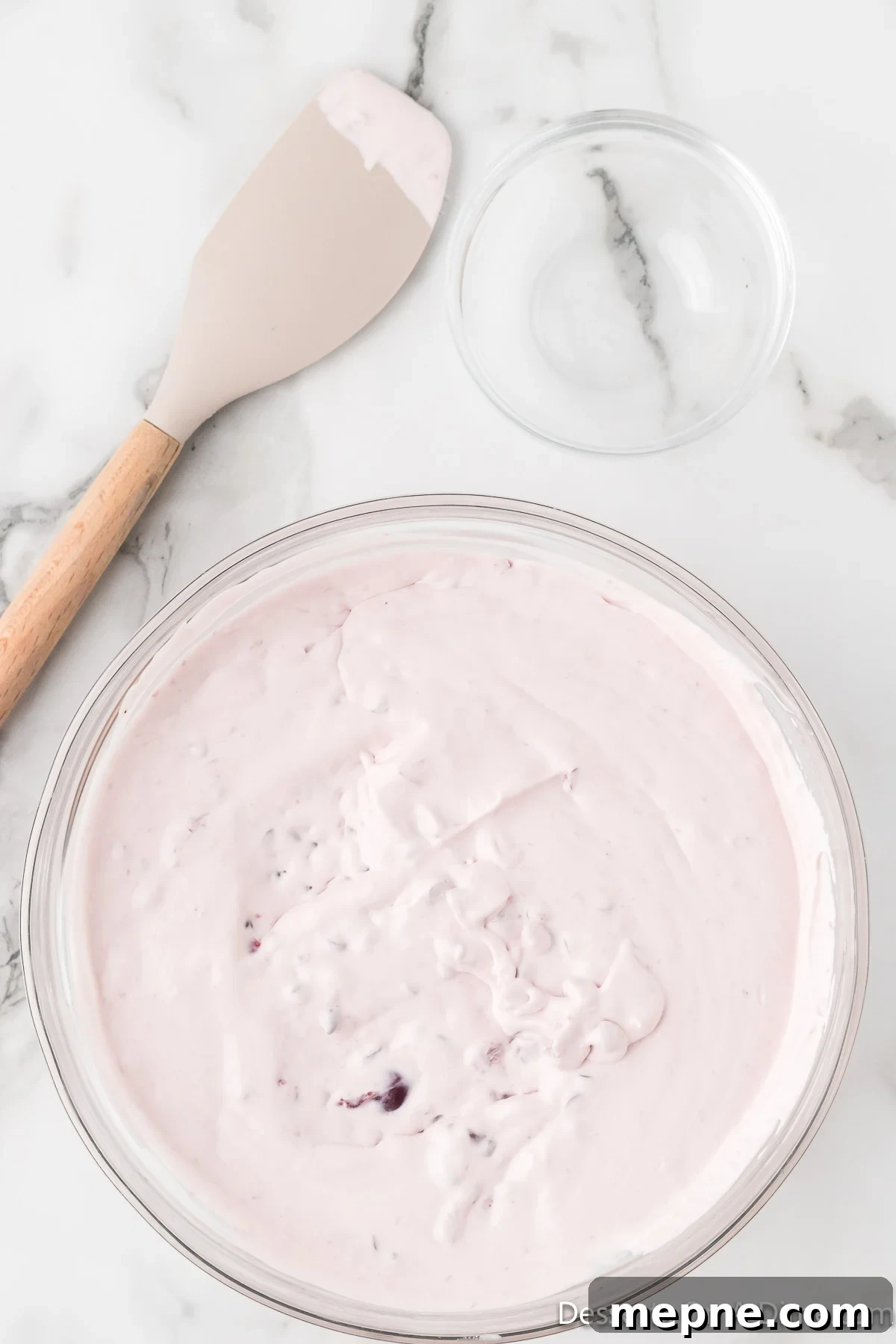 Homemade Cherry Chocolate Chip Ice Cream Recipe 7 Ice cream mixture combined.