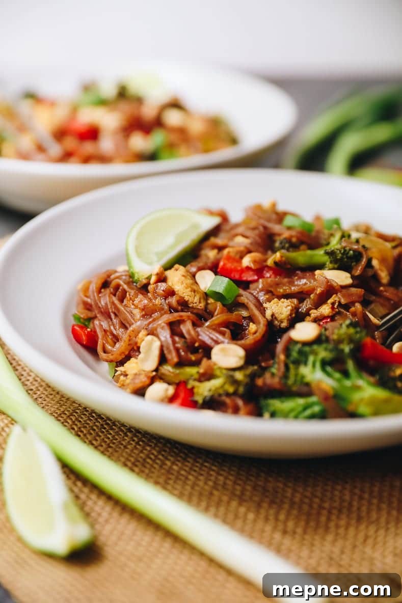 Vegetable Pad Thai with Crispy Tofu and Peanut Sauce 2 Veggie Pad Thai