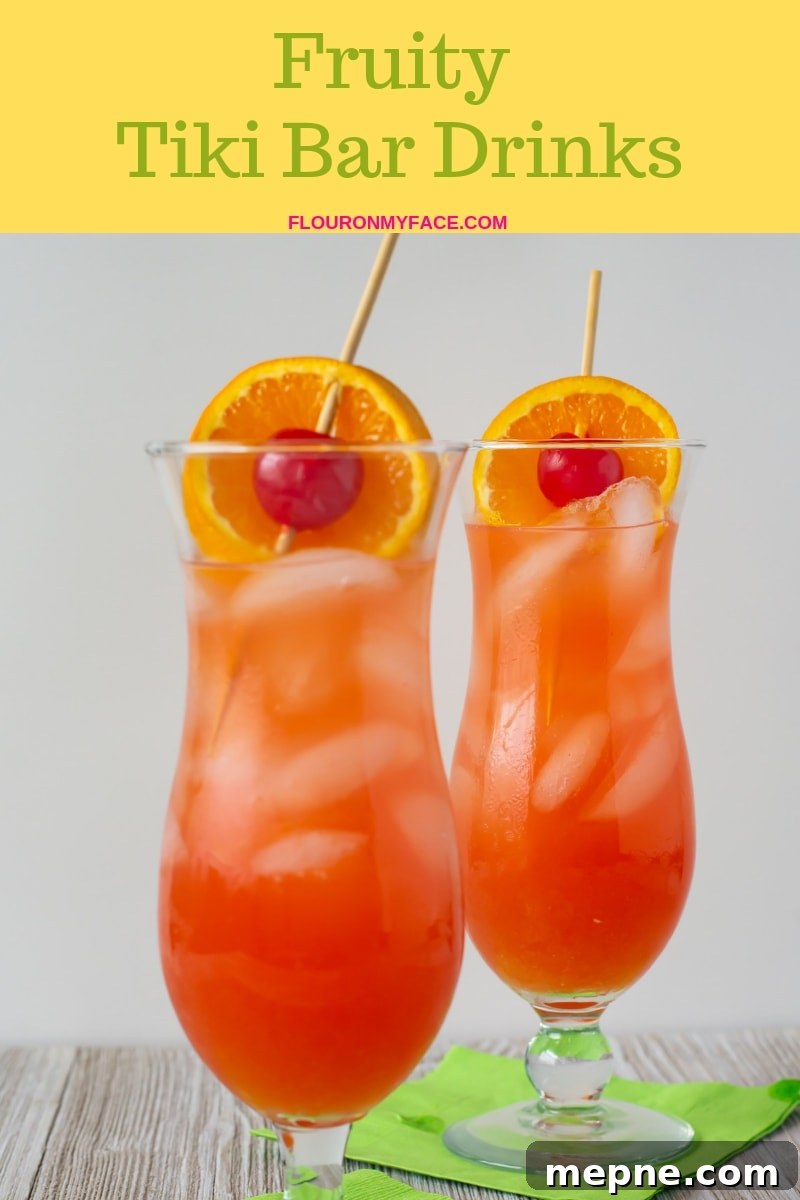 Classic Fruity Hurricane Cocktail Recipe 6 Classic Hurricane Cocktails served in hurricane glasses