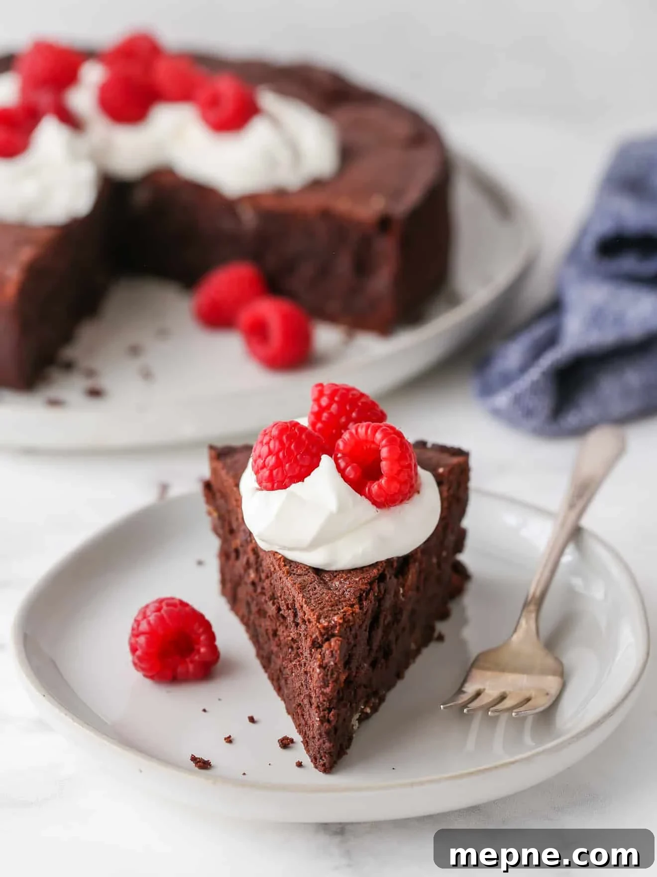 Moist Chocolate Olive Oil Cake Recipe 9 closeup of flourless chocolate almond cake