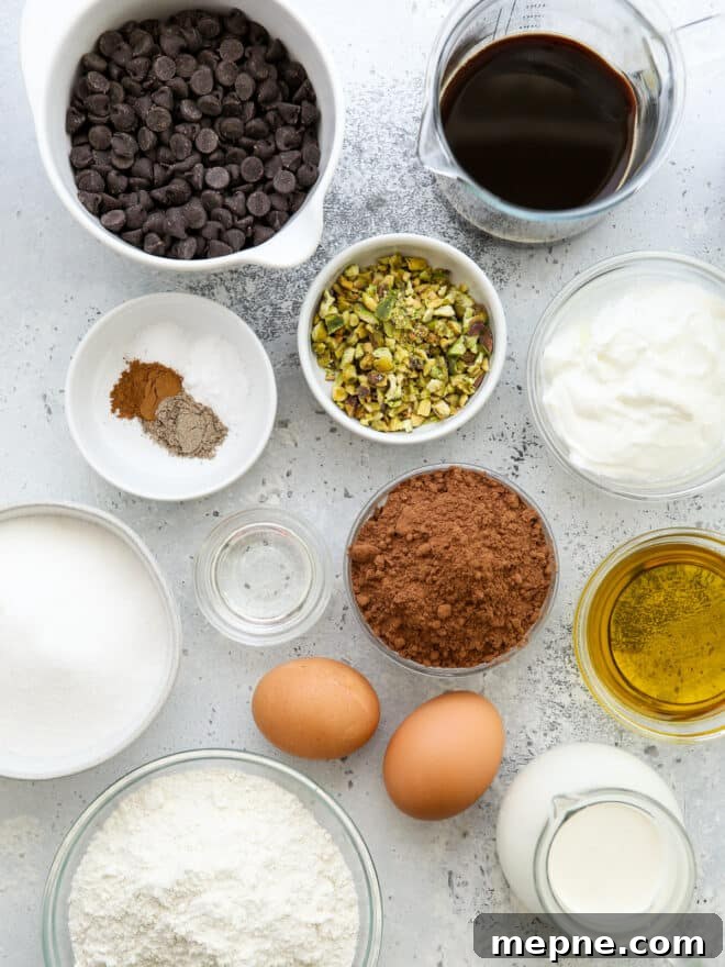 Moist Chocolate Olive Oil Cake Recipe 4 chocolate olive oil cake ingredients measured out