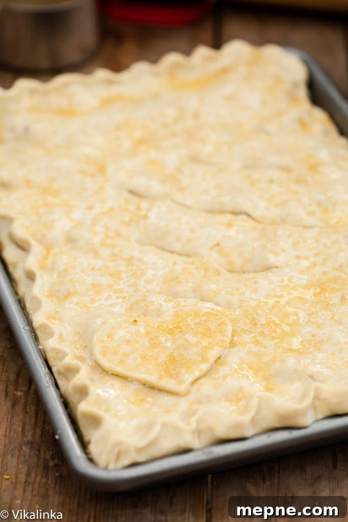 Rustic Rhubarb Slab Pie Recipe 5 Process shot of showing top before baking