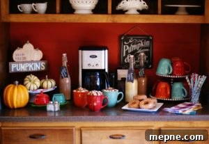 Homemade fall coffee creamer and Thanksgiving coffee bar ideas for holiday guests