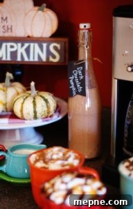 Cozy homemade Thanksgiving coffee bar with fall coffee creamer
