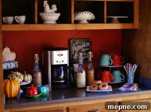 Thanksgiving coffee bar with homemade creamer and simple entertaining ideas