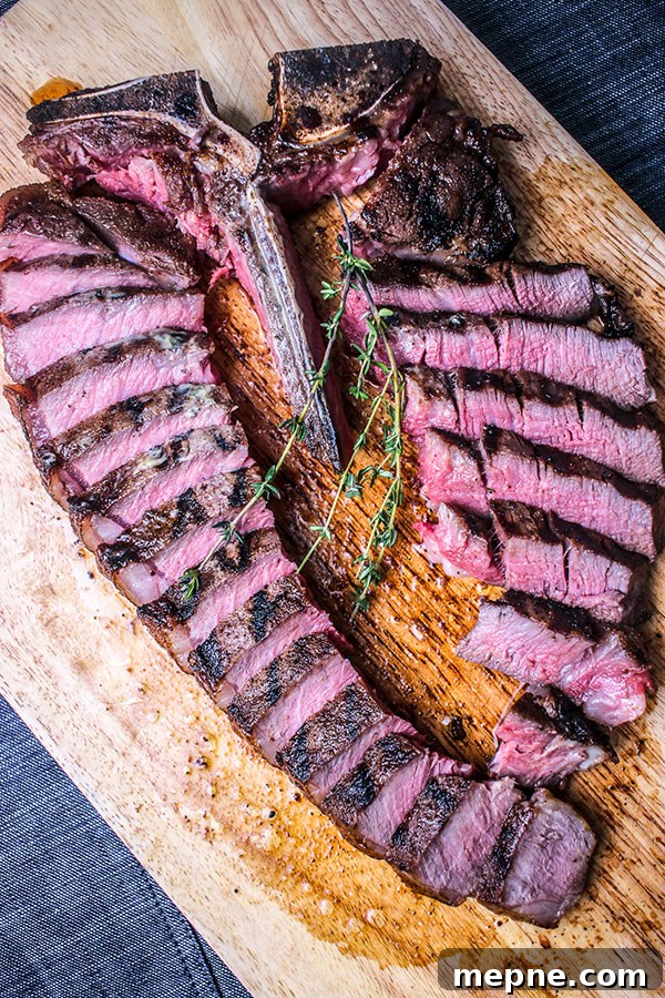 How to Grill T-Bone and Porterhouse Steaks Like a Pro 2 T-Bone steak sliced and ready for serving