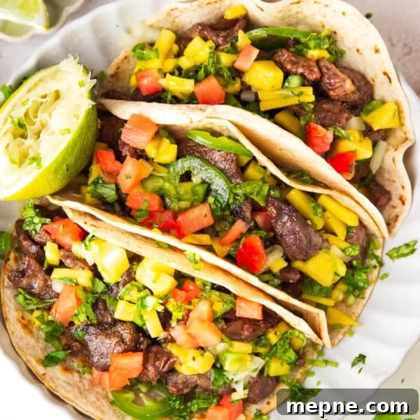Fresh Mango Salsa Recipe: Sweet, Zesty, Bright 5 Steak tacos with mango jalapeño salsa