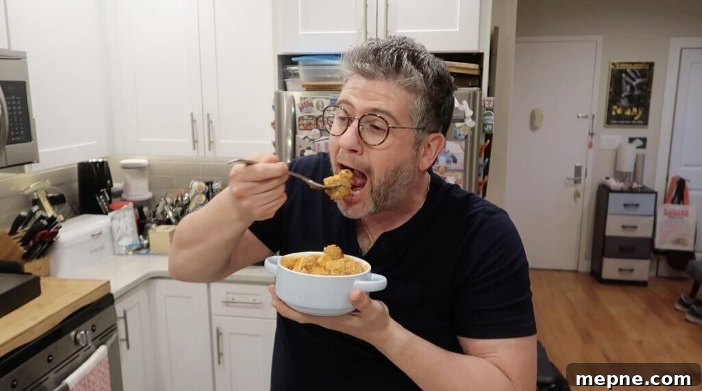 Instant Pot Meatballs with Marinara Pasta 17 Man eating pasta