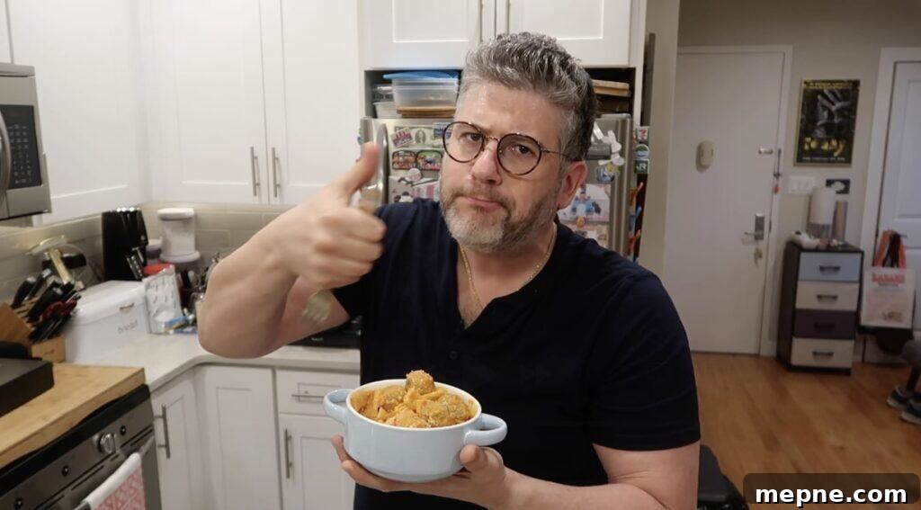 Instant Pot Meatballs with Marinara Pasta 18 Man giving thumbs up with pasta