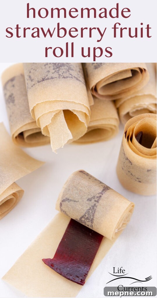 How to Make Strawberry Fruit Roll-Ups 10 dried strawberry leather rolled into parchment paper