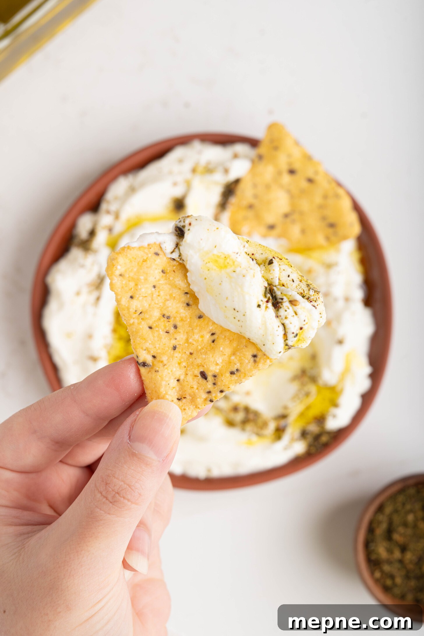 2 Ingredient Labneh Strained Yogurt Recipe 15 a chip with labneh