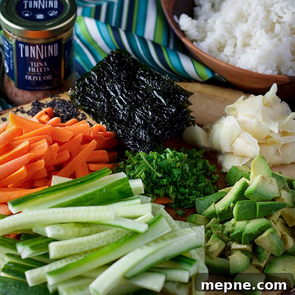 The ingredients to make Simple Tuna Sushi Bowls