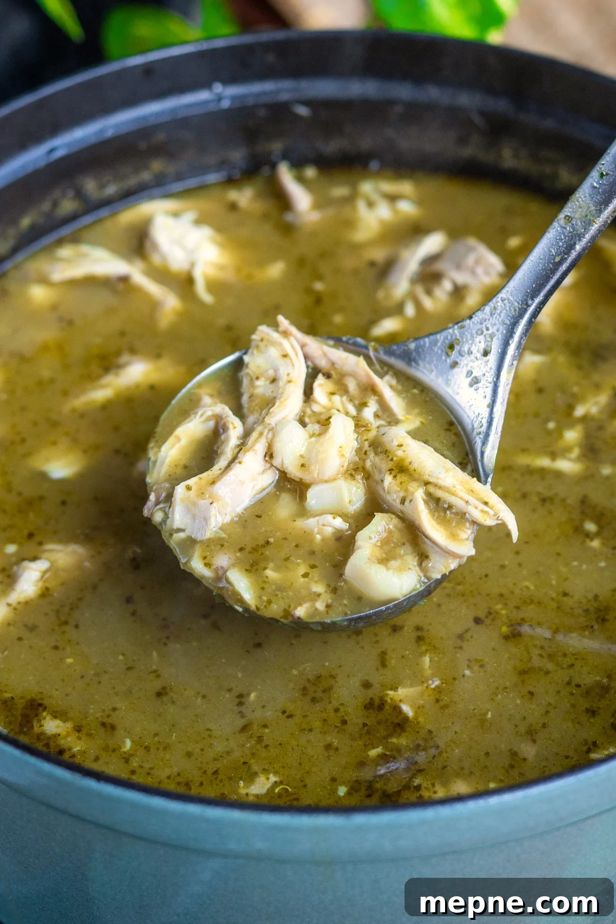 Authentic Chicken Pozole Verde Recipe 2 Bowl of chicken pozole verde