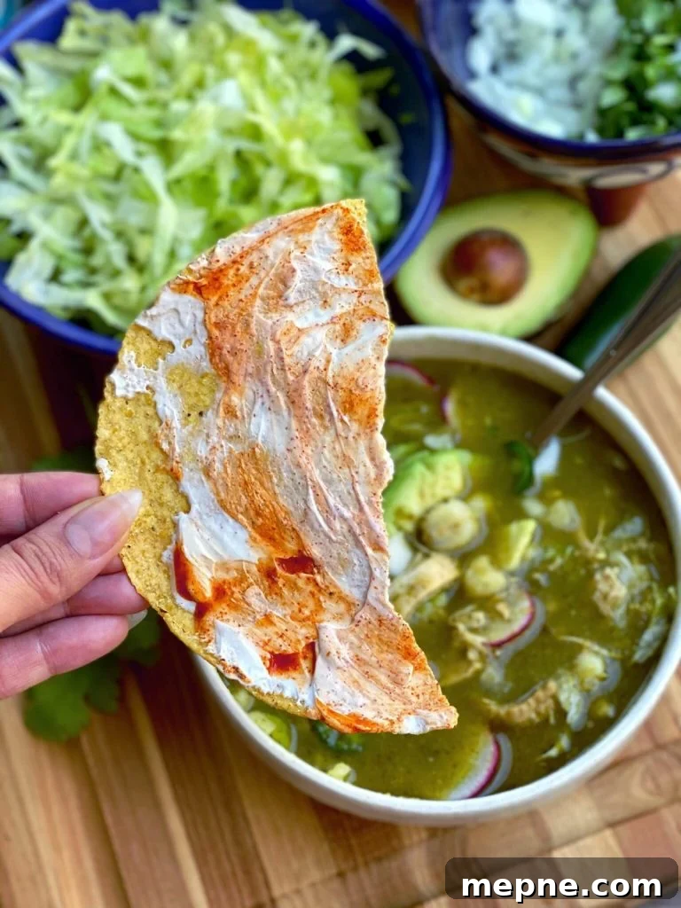 Authentic Chicken Pozole Verde Recipe 8 Roasted peppers and tomatillos