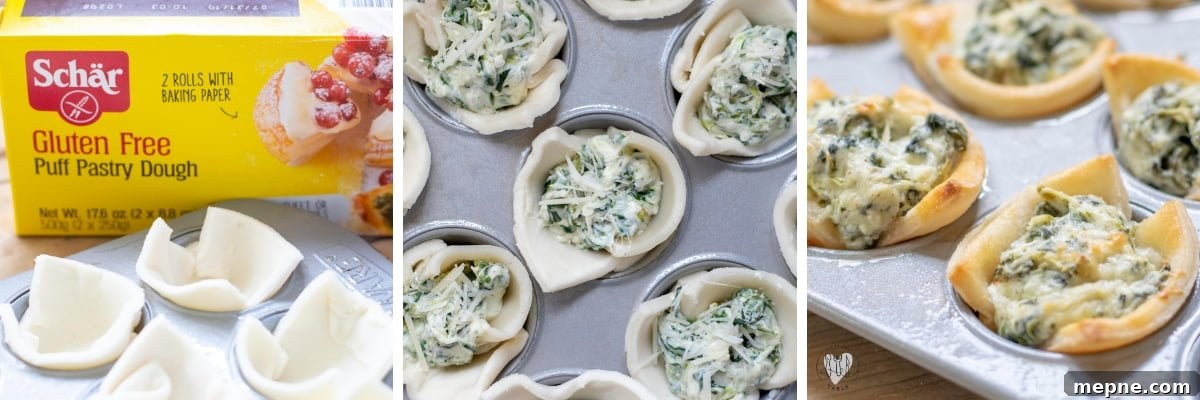Mini Gluten-Free Spinach Dip Tarts in Puff Pastry 6 Package of puff pastry dough