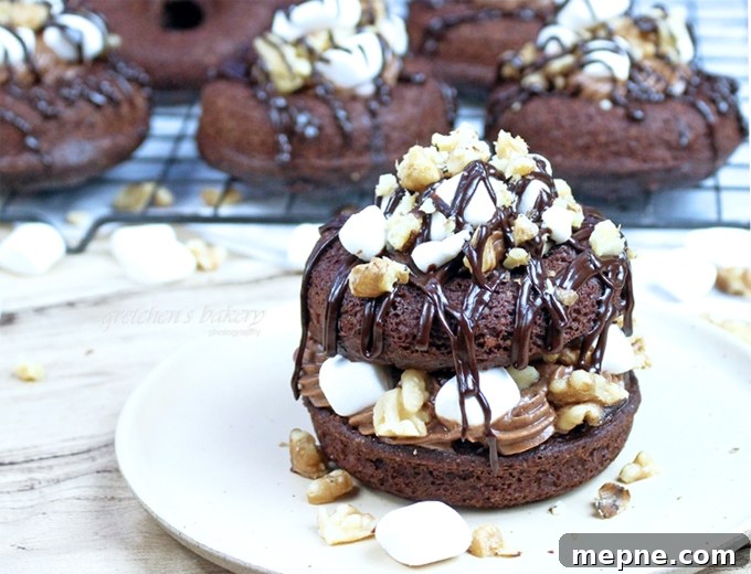 Rocky Road Chocolate Donuts with Marshmallows and Nuts 3 Rocky Road Donuts